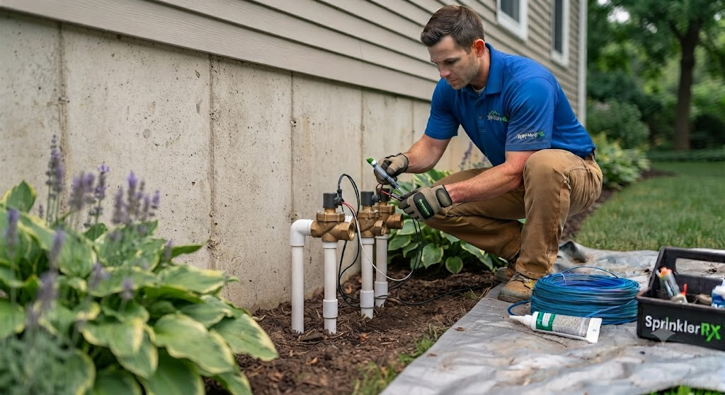 Technician replacing a valve